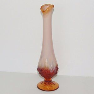 Fenton Cameo Amber Opalescent Bud Vase Art Glass